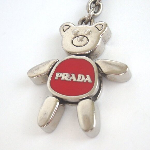 Authentic PRADA Teddy Bear 2008 Cell phone strap metal [Used] - Picture 2 of 9